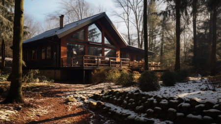 Secluded forest pension providing a tranquil escape in natureの素材