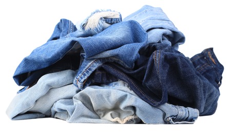 Set of jeans isolated on white background の写真素材