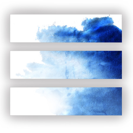 Abstract blue watercolor hand painted backgroundの写真素材