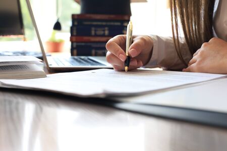 Audit conduct an official financial examination of individuals or organizations accountsの写真素材