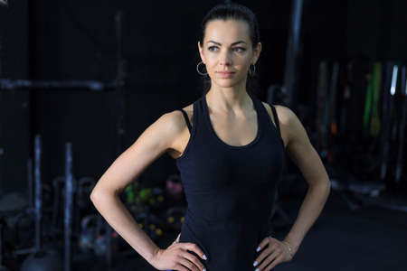 Sporty woman resting, having break after doing exerciseの写真素材