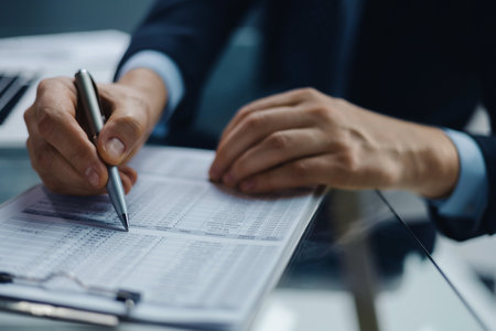 Image of businessman hands taking business notes at office.の写真素材