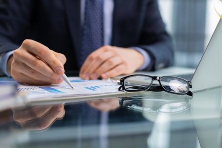 Image of businessman hands taking business notes at office.の写真素材