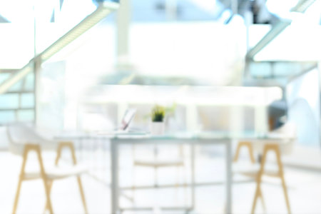 Business office without people with blurred bokeh background.