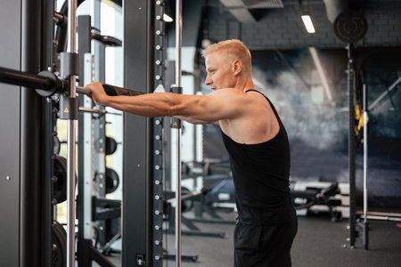 Sporty man resting, having break drinking water after doing exercise