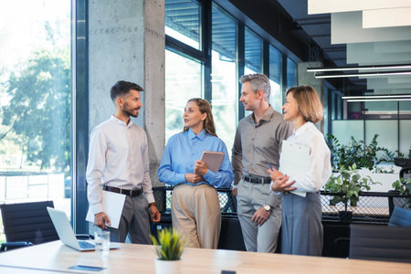 Creative group of business people having a meeting in a company, planning a project in an office