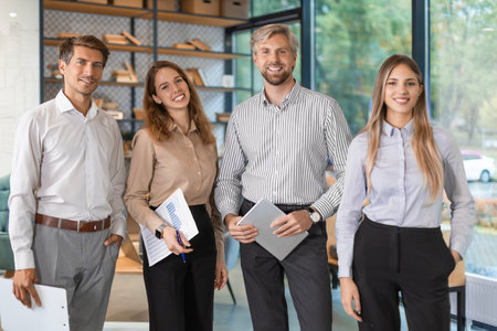 Group of successful business people on the background of the officeの写真素材