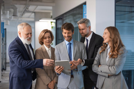 Startup business team on meeting in modern bright office interior and working on laptop.の写真素材