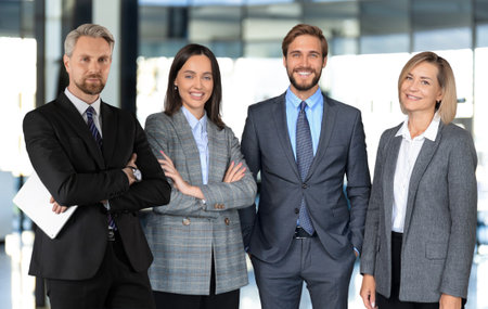 Group of successful business people on the background of the officeの写真素材