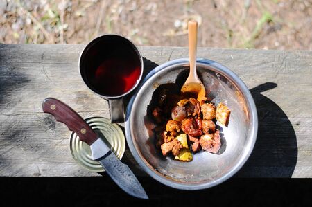 Breakfast in the mountains, canned, herb, teaの写真素材