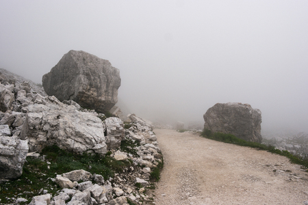 The Dolomite mountains  in summer in the national park Tre Cime di Lavaredo, Trentino Alto Adige, Italyの写真素材