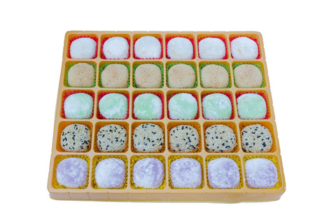 Mochi dessert on white background.の写真素材