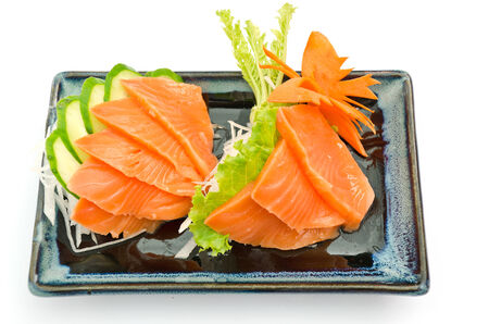 Sashimi salmon on plate, Japanese food.の写真素材