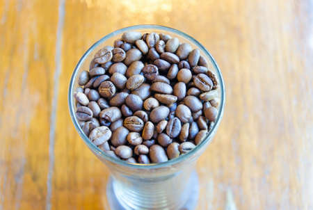 Top view of coffee beans in glass.の写真素材
