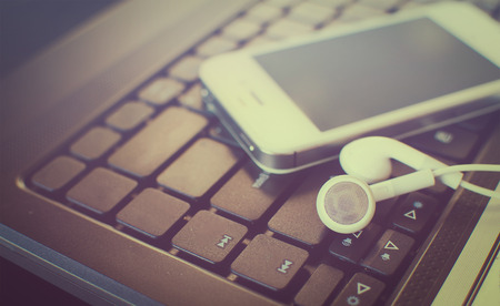Music digital black and white, vintage tone.
