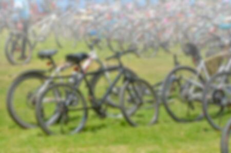 blurred bike in gardenの写真素材