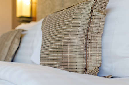 pillows on bed.の写真素材