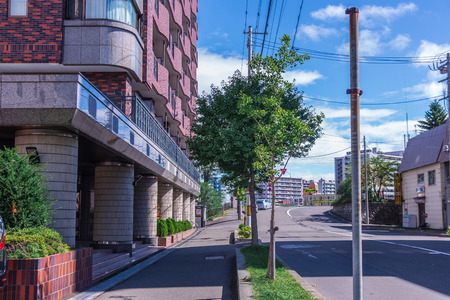 Sapporo, Japan-September 23, 2018 : Building and street view image of Sapporo city center.のeditorial素材