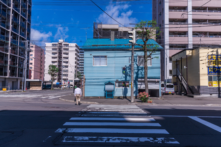 Sapporo, Japan -September 23, 2018 : Building and street view image of Sapporo city center.のeditorial素材