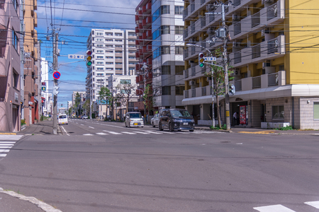 Sapporo, Japan-September 23, 2018 : Street view image of Sapporo city center.のeditorial素材