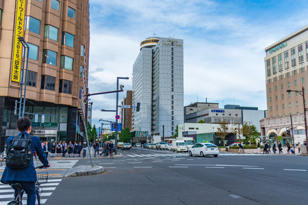 sapporo, Japan-September 27, 2018: Street view image of Sapporo city center.のeditorial素材