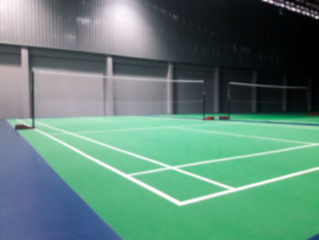 line on green badminton courtの写真素材