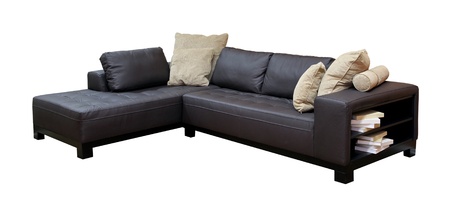 Large corner leather sofa isolated with clipping path includedの写真素材