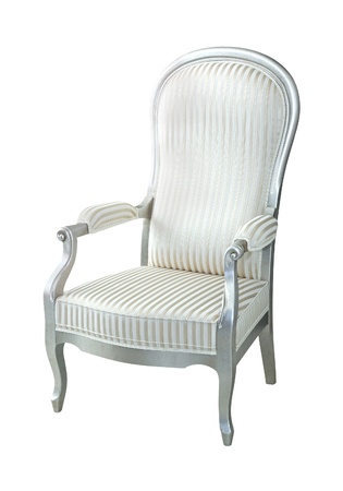 Vintage silver chair isolated with clipping path includedの写真素材