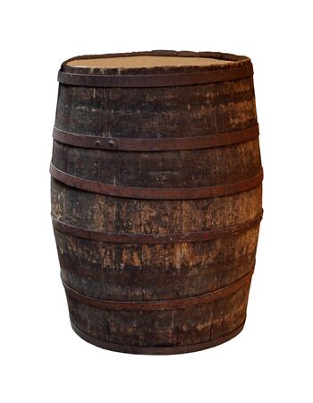 Retro wooden barrel isolated の写真素材