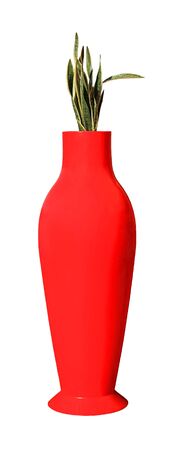 Modern red vase isolated with clipping path includedの写真素材