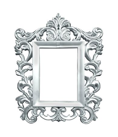 Decorative silver frame isolated with clipping path includedの写真素材
