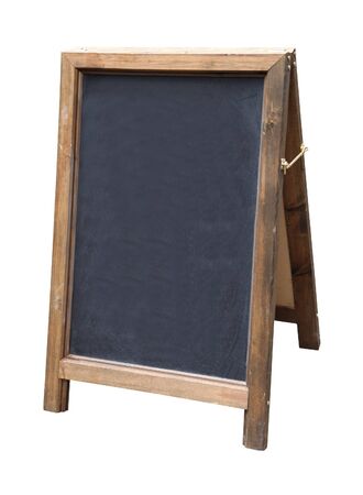 Blank black board sign used for writing notesの写真素材