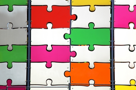 Colorful pieces of big puzzle pattern backgroundの写真素材
