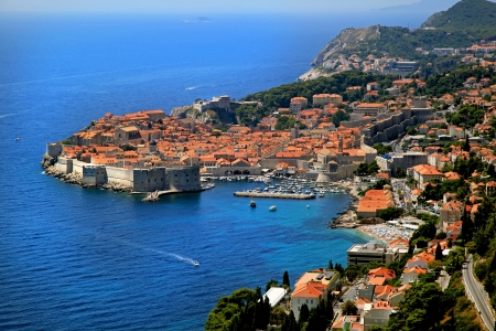 Dubrovnik Old Town aerial view from coast lineの写真素材