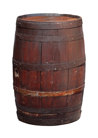 Retro wooden barrel isolated with clipping path includedの写真素材