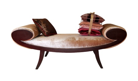 Vintage style chair bed isolated with clipping path includedの写真素材