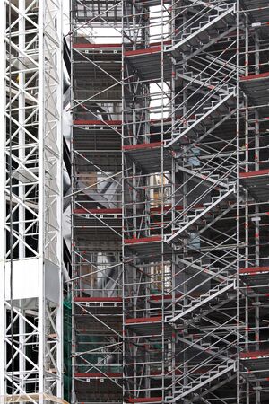 Detail of construction site with steal pipesの写真素材