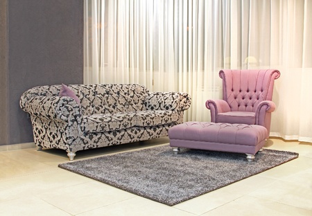 Modern living room interior with vintage furnitureの写真素材