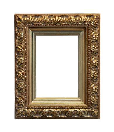 Old vintage gold wooden frame isolated with clipping path includedの写真素材