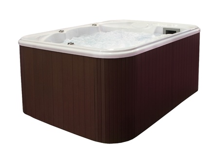 Large hot tub with brown edge isolated with clipping pathの写真素材