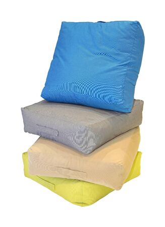 Pastel color soft pillows isolated with clipping path includedの写真素材