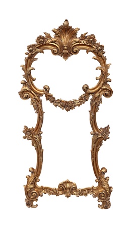 Gold baroque frame with angel statues ornamentsの写真素材