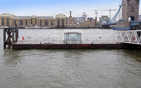 Public transportation boat station on St Katherine pierの写真素材