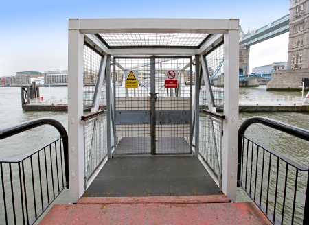 Public transportation boat station entrance on Thames riverの写真素材