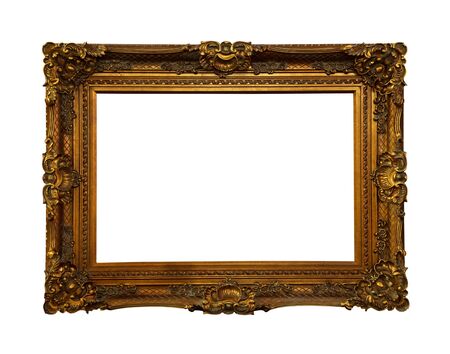 Vintage gold Baroque frame isolated with clipping path includedの写真素材