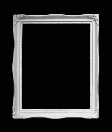 Retro white wooden frame isolated with clipping path includedの写真素材