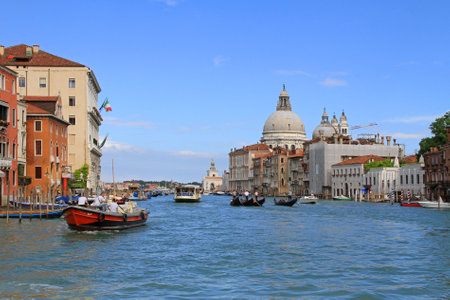 Venice, Italy - June 16, 2010; Famous tourist destination in Venice Grand Canal with gondolasのeditorial素材