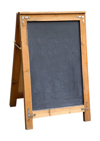 Wooden street board usually used for restaurant menus isolated with clipping pathの写真素材