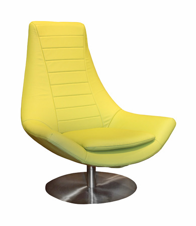 Green leather modern chair isolated with clipping pathの写真素材