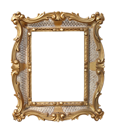 Gold decorative frame with clipping path includedの写真素材